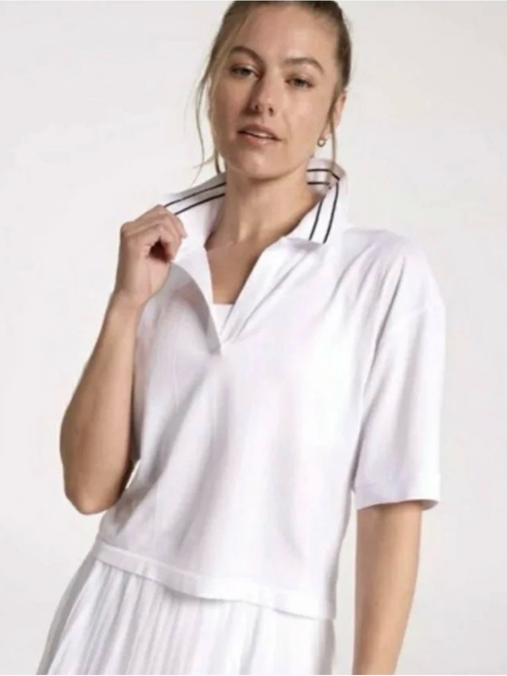 Calia Golf Focus Seamless Tipped Polo Shirt Size M Pure White